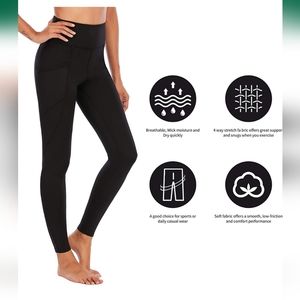 Black Yoga 4-way Leggings Yoga Pants with Pockets Tasta Workout Women's